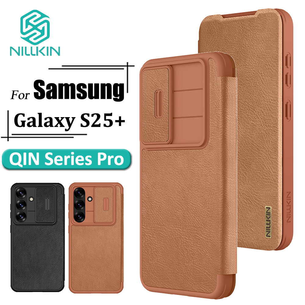 Nillkin QIN Pro Capa De Telefone De Couro Para Samsung Galaxy S25 +/S25 Plus Caso Câmera Slider Liso Proteção À Prova De - Mobile & Gadgets