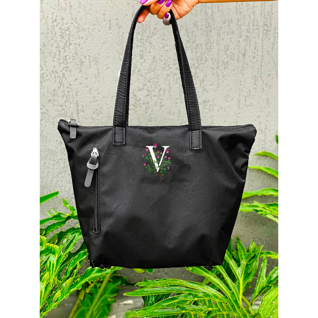 Shopper Nylon - LETRA V - Stilo Club Academia Trabalho Escolar Faculdade Viagem Masculino Feminino