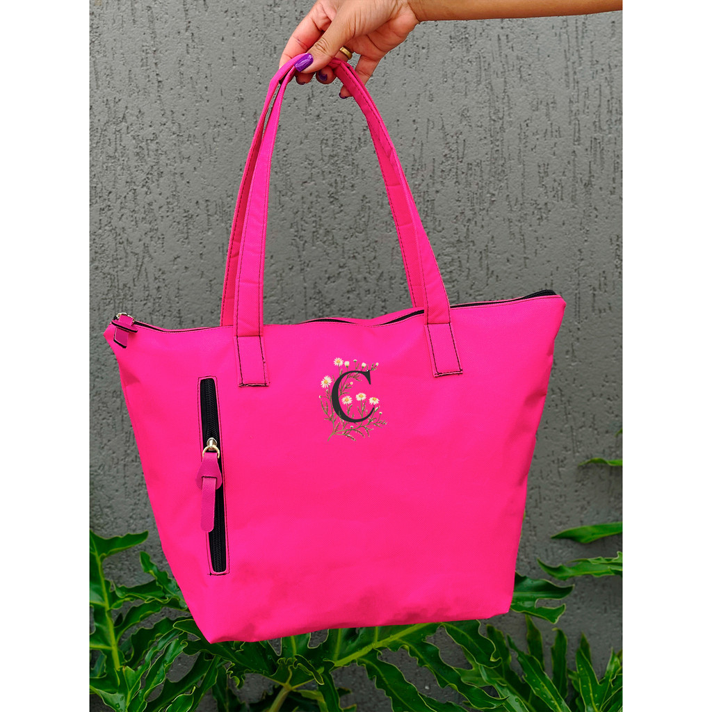 Shopper Nylon - LETRA C - Stilo Club Academia Trabalho Escolar Faculdade Viagem Masculino Feminino