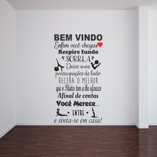 Adesivo De Parede Frase Mensagem De Bem Vindo Pilates em Oferta na Shopee