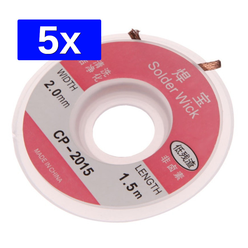 5 Pcs Malha Dessoldadora 2mm 1.5metros Fita Desolda Removedor Solda para Circuito Eletronico Placa Circuito