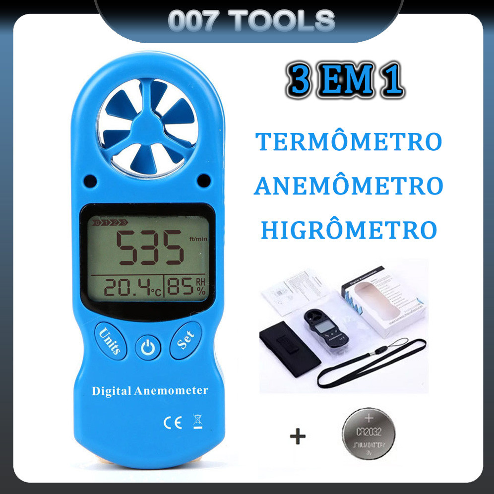 Mini Testador Termometro Anemômetro Medidor Vento Umidade Pronta Entrega em Oferta na Shopee