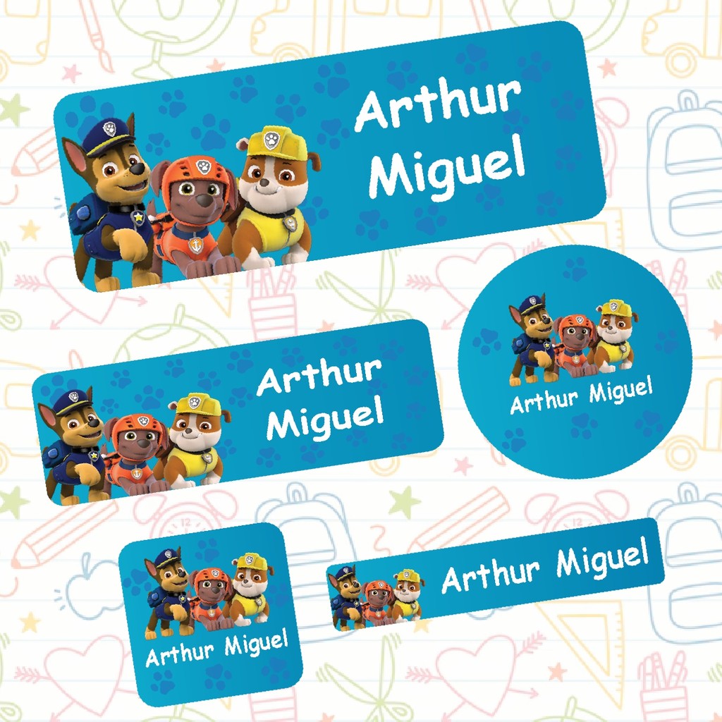 Etiquetas Escolares Patrulha Canina Vinil Kit 93 Adesivos em Oferta na Shopee