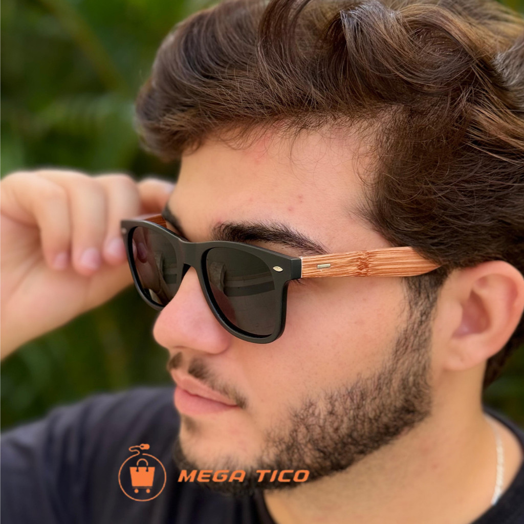 Óculos de Sol Masculino Bambu Madeira Sofisticado e Resistente