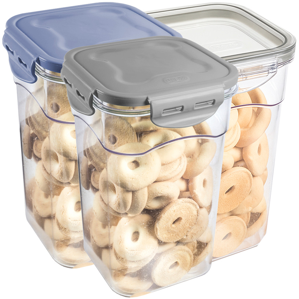 Porta Alimentos Pote 100% Hermético Veda Tampa Trava Conserva Cristal 2 Litros Médio Lig Brin
