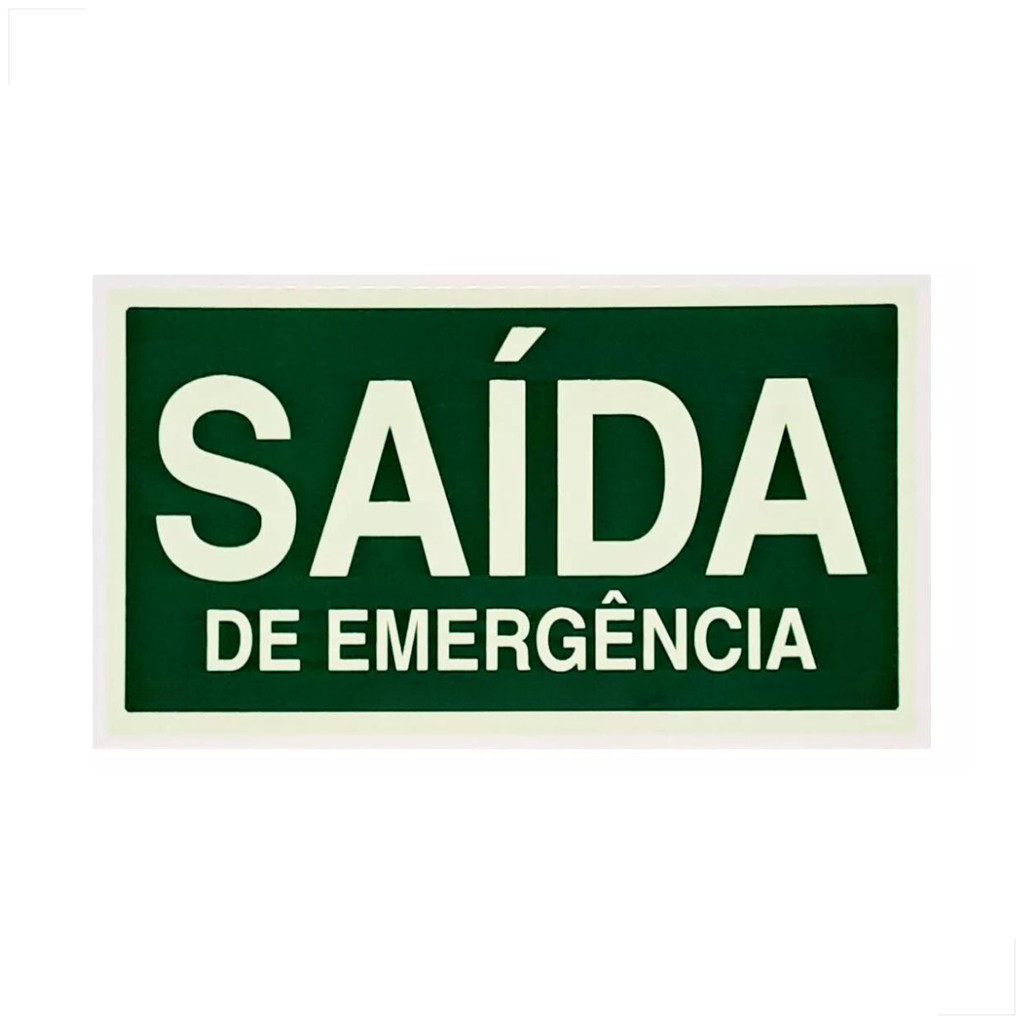 Placa seta de sinalização de saída de emergência 24x12