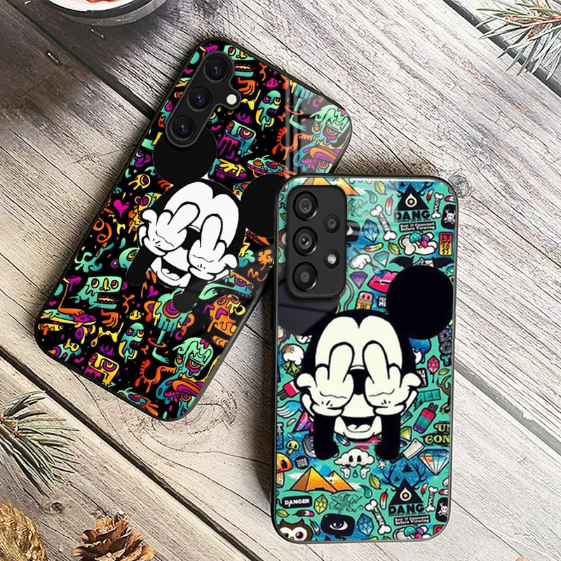 Mickey minnie mouse 07 Capa De Telefone De Vidro Para Samsung Galaxy A14 A16 A30 A22 A32 A33 A34 A40 A42 A55 4G A52 A53 