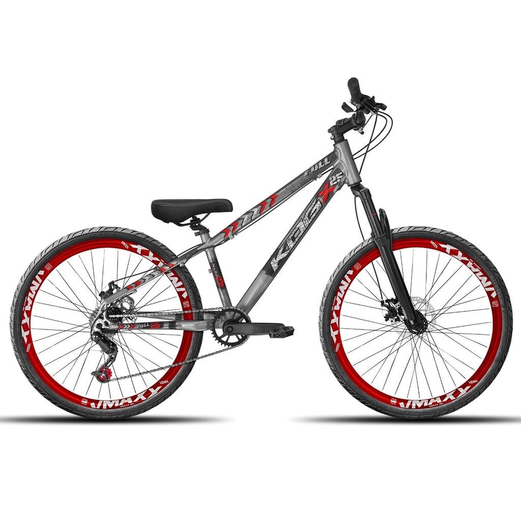 Bike Infantil do Grau Aro 26 KOG Freeride 7V Vmaxx LT / DH Disco Tipo Viking Gios Grafite e Vermelho