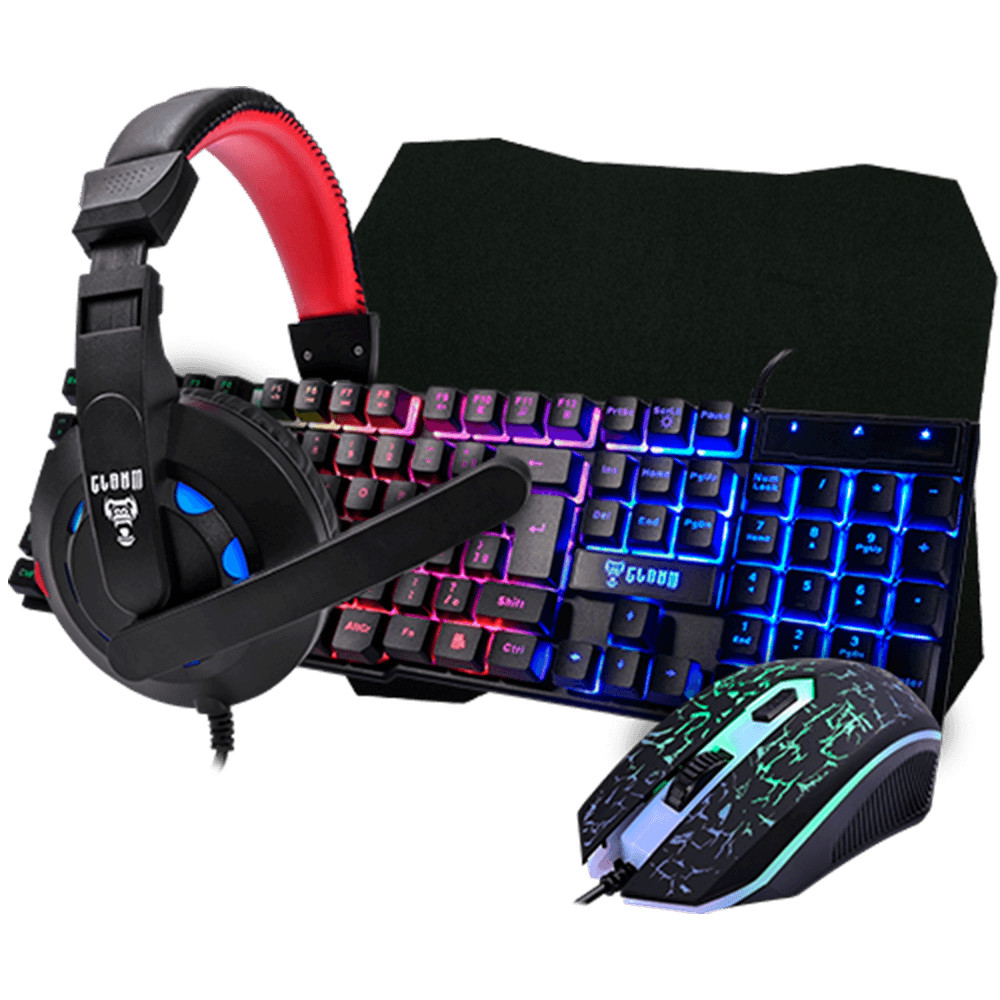 Kit Gamer Mouse, Teclado, Headset e Mousepad, Clanm Nightmare CJ01, RGB, Preto