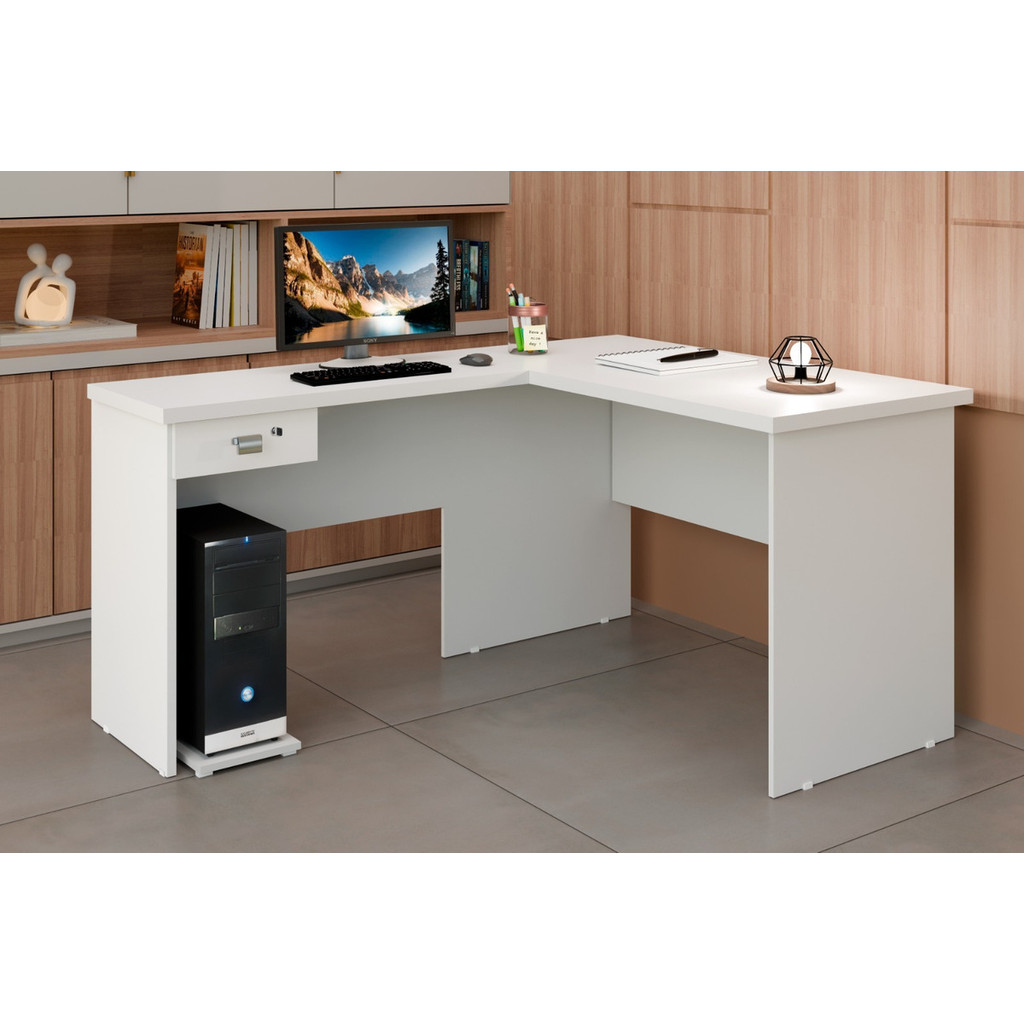 Escrivaninha Em L Gamer Ou Escritorio 1 Gaveta Com Chave em Oferta na Shopee