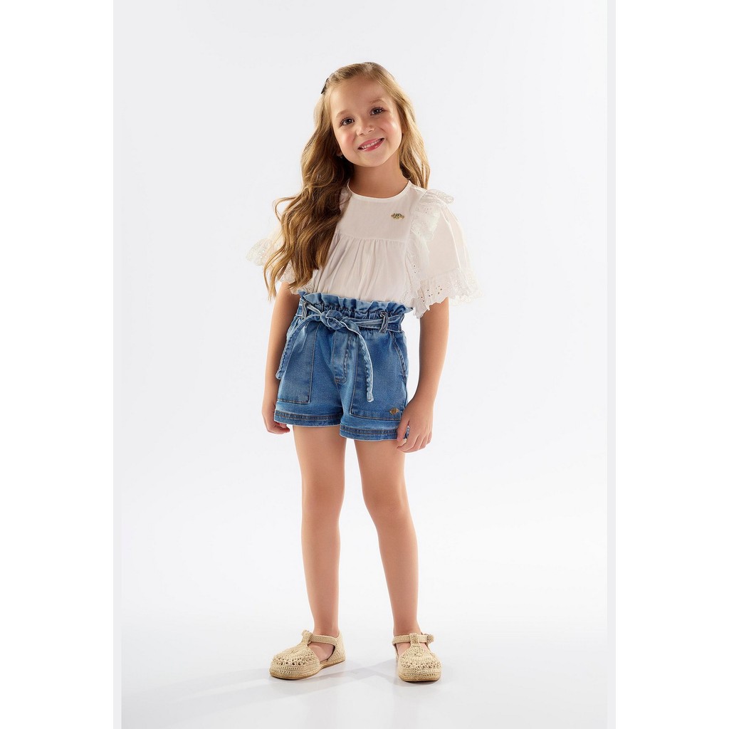 Short Infantil para Menina em Jeans com Elastano Up Baby - Baby & Kids Fashion