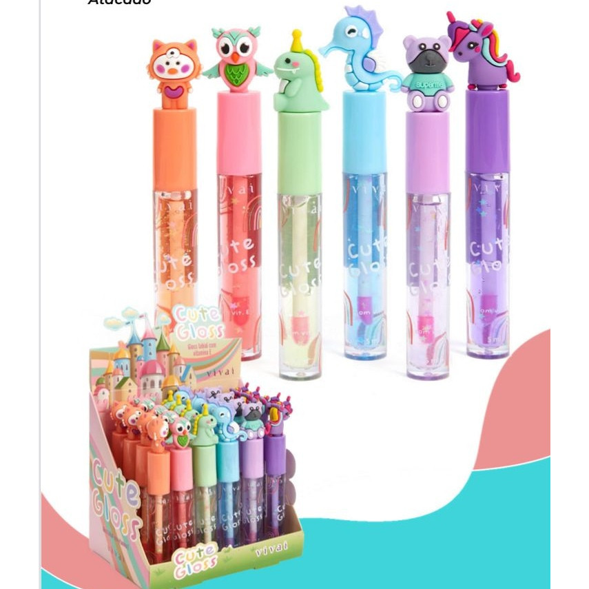 Lip Gloss Incolor Com Brilho Teen Cute Gloss Bichinhos Enriquecido Com Vitamina E -  VIVAI em Oferta na Shopee
