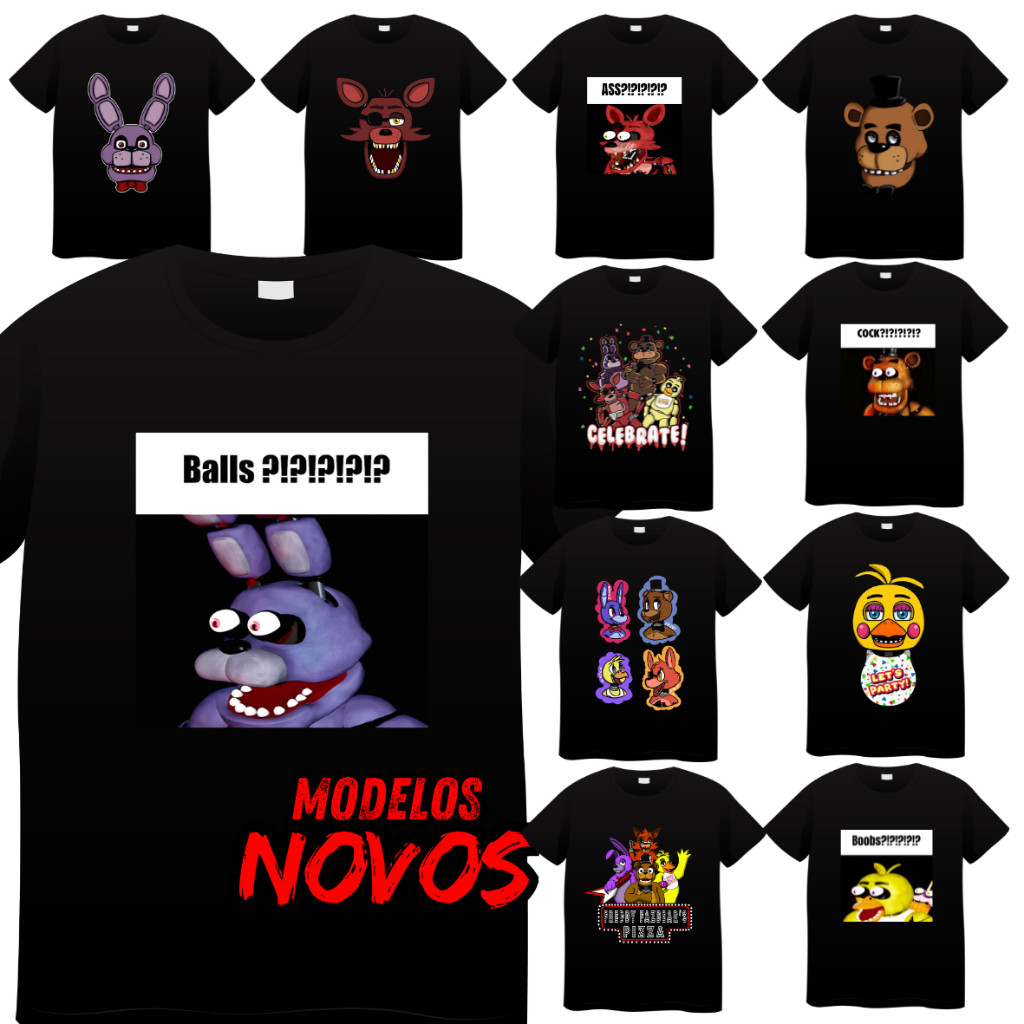 Camiseta Five Nights at Freddy’s fnaf unissex infantil e adulto