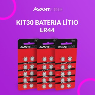 Kit 30 Baterias Alcalina LR44 1.5V Avant Use em Oferta na Shopee