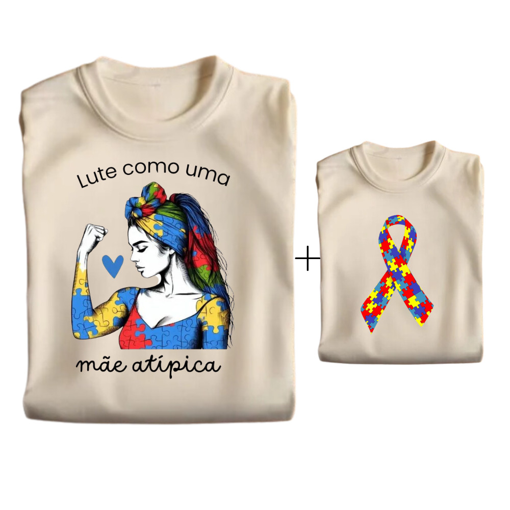 Kit com 2 Camisetas Tal Mãe Tal filho(a) Lute como uma mãe atípica, Autismo, Autista, Conscientização em Oferta na Shopee