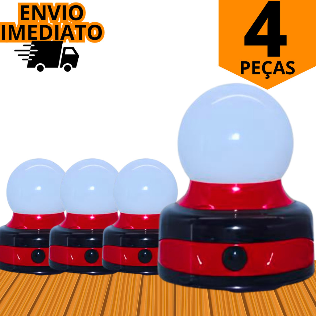 Kit 2 ou 4 Luminária Lamparina Led Abajur A Pilha Portátil Econômica Sem Fio Casa Trabalho Acampamento ENVIO IMEDIATO