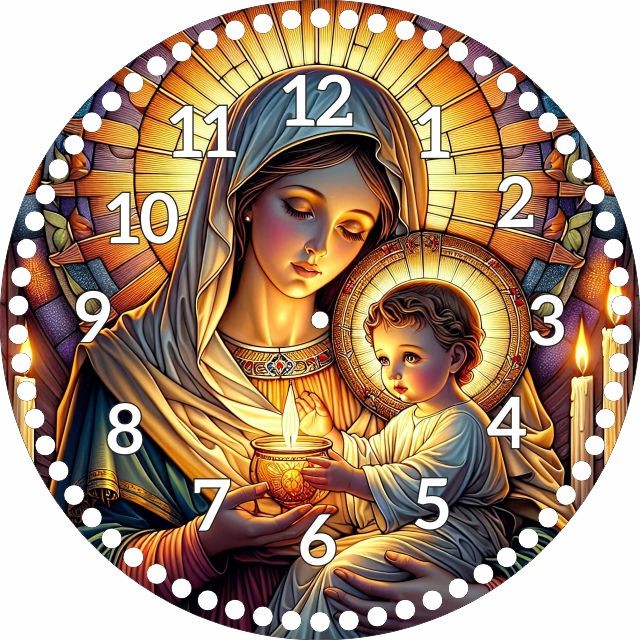 Base Relógio Nossa Senhora das Candeias / Nossa Senhora da Luz - Arte Estilo Vitral