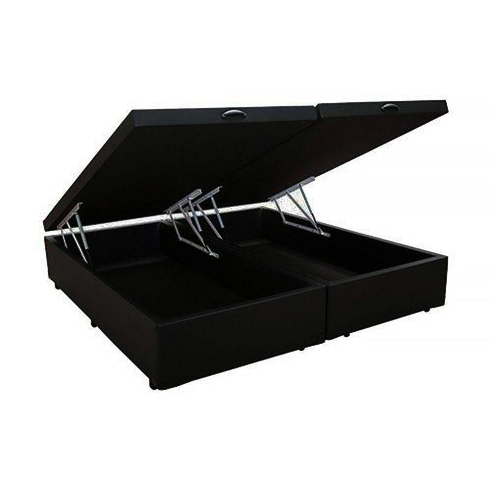 Cama Box Baú Casal Bipartido King Design Suede Preto 138x188x41