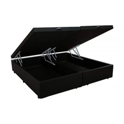 Cama Box Baú Casal Bipartido King Design Suede Preto 138x188x41