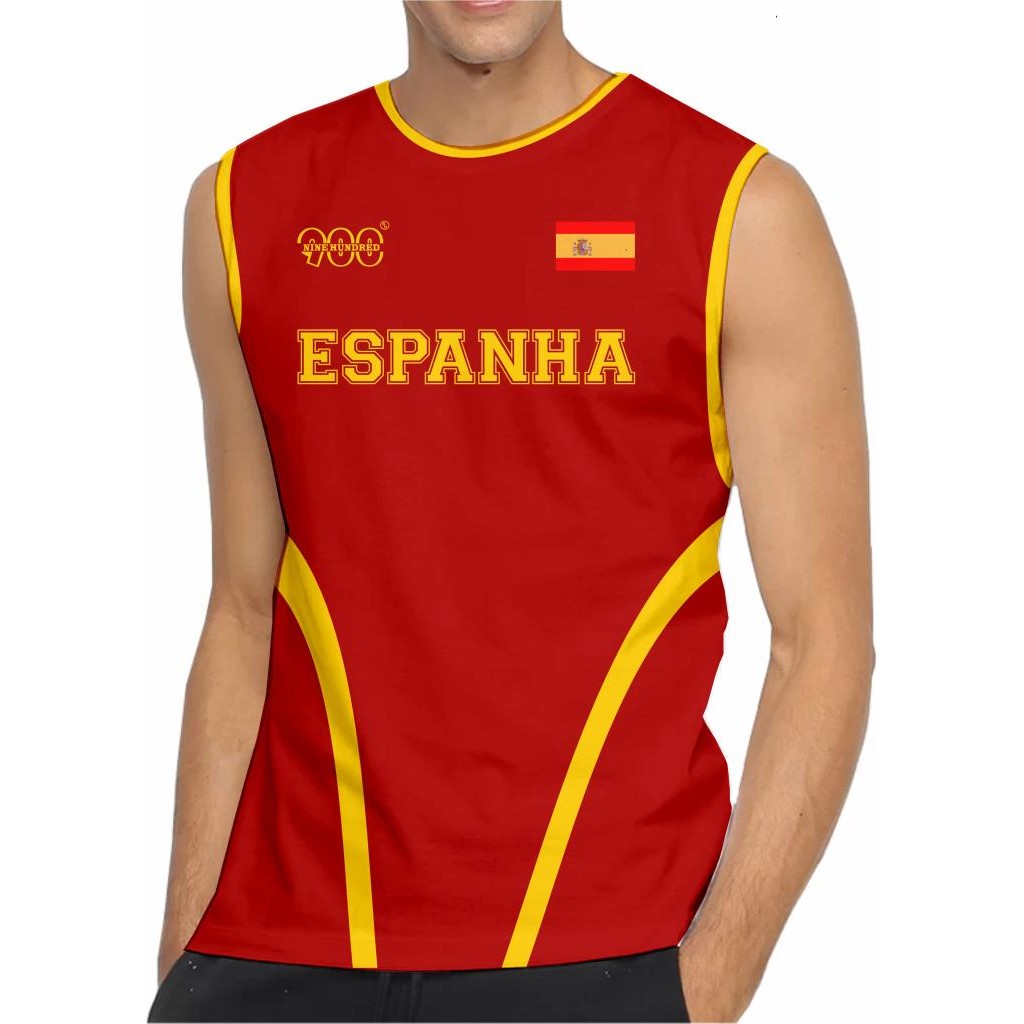 Regata Espanha UV50 Masculina Uniforme Blusa Volei Basquete