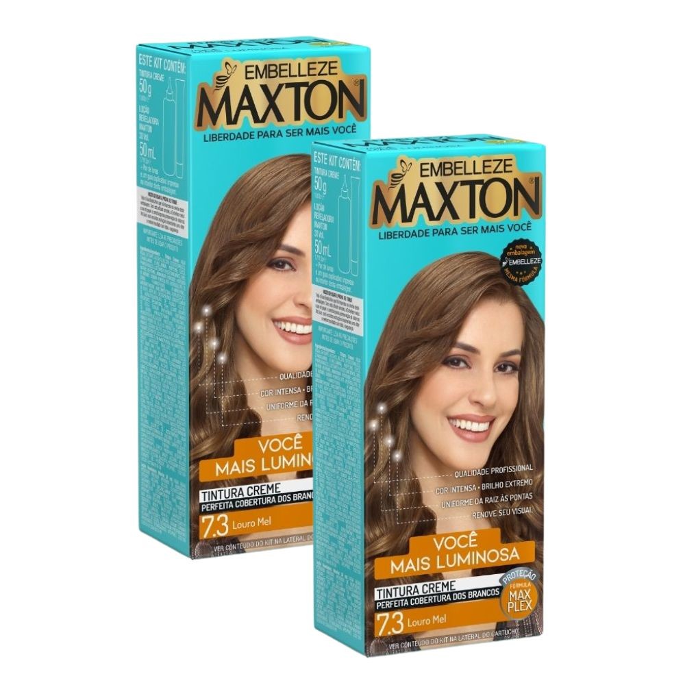 Kit 2 Tintura Creme Maxton Louro Mel 7.3 - Beauty