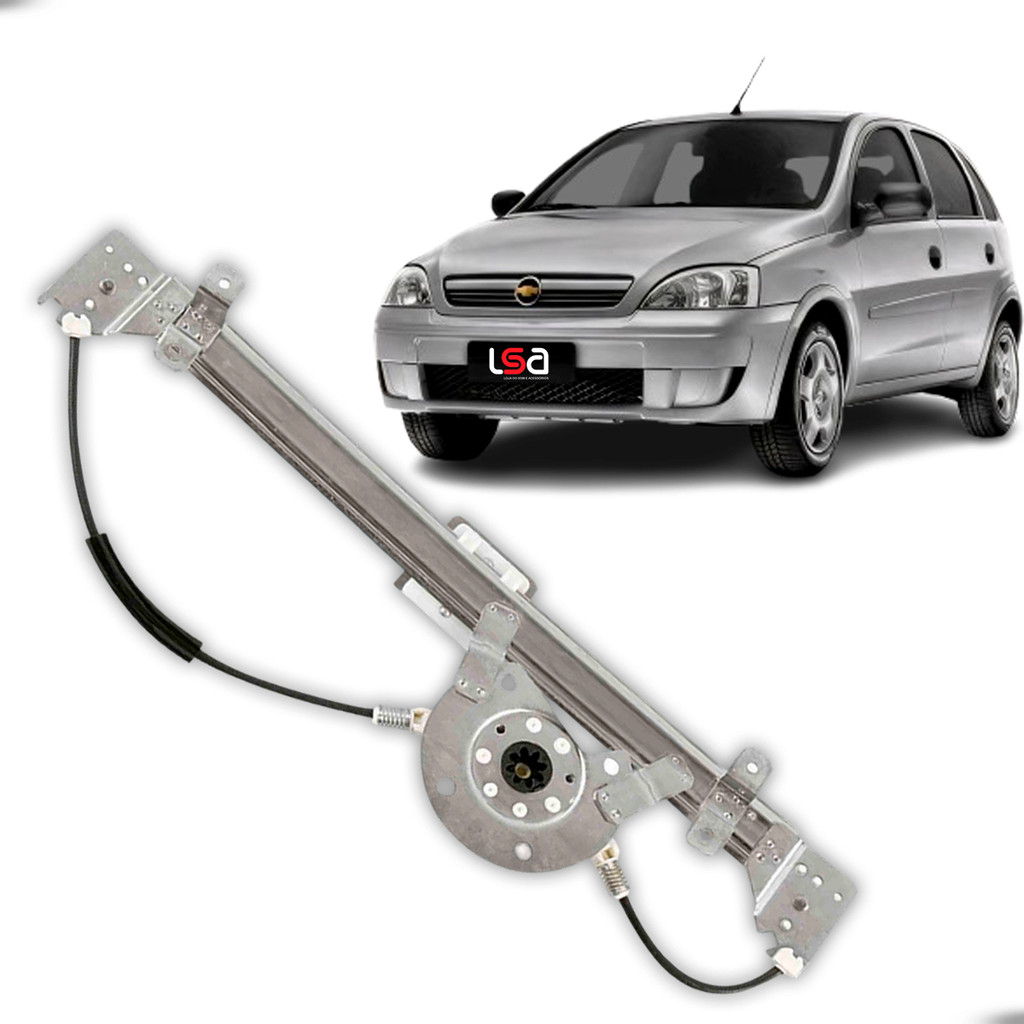Máquina de Vidro Elétrica Corsa Lado Traseiro Esquerdo 2002-2012 em Aço Reforçado Compatível com Motor Mabuchi 8 Dentes em Oferta na Shopee