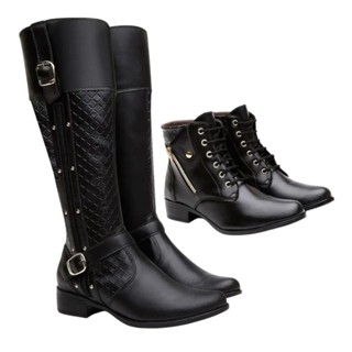 Botas Feminina Montaria Cano Longo E Coturno Combo 2 Pares Preço de Fábrica Promoção em Oferta na Shopee