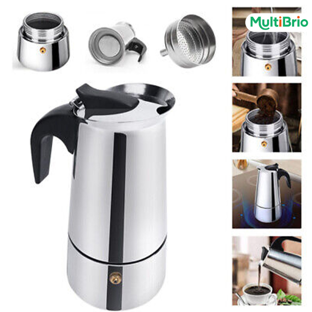 Imagem Máquina de Café Italiana Inox - 9 Xícaras Expresso e Moka 4 a 6 Xícaras com Fácil Limpeza