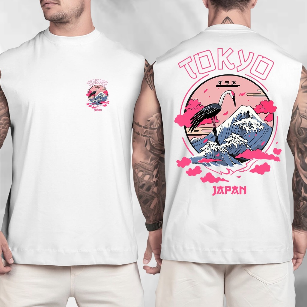 Camiseta Regata Oversized Streetwear 100% Algodão Estampada Tokyo Japan