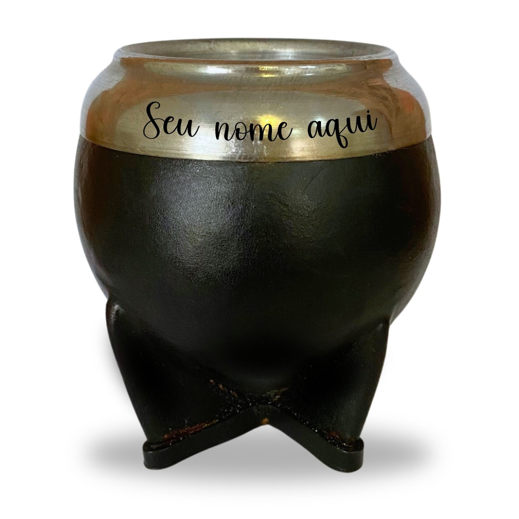 Cuia de Chimarrão Uruguaia Bocal Personalizado com nome Revestida em Couro em Oferta na Shopee