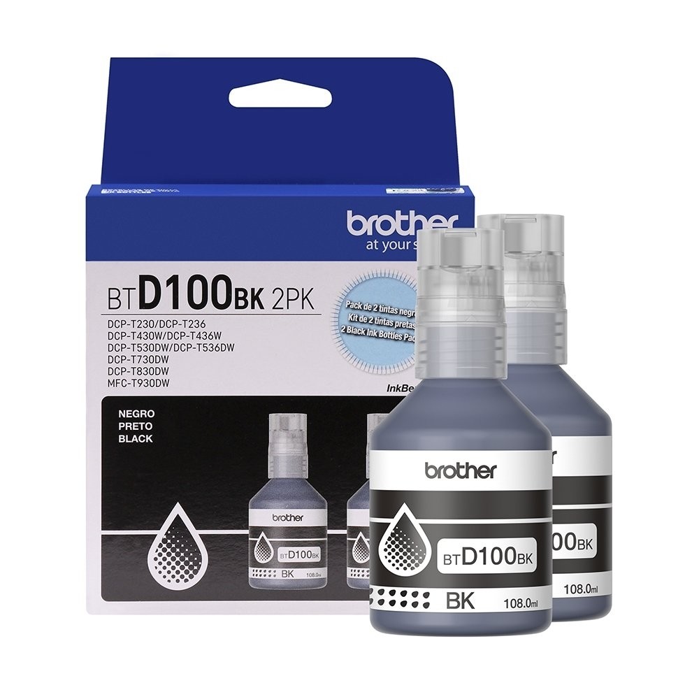 Kit Refil de Tinta Brother BTD1002PK | 2 Garrafas de Tinta Preta