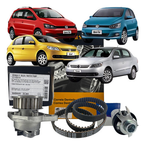 Kit Correia Dentada Tensor e Bomba D'Agua - VW Gol Voyage Saveiro Fox Polo Crossfox Golf kombi em Oferta na Shopee