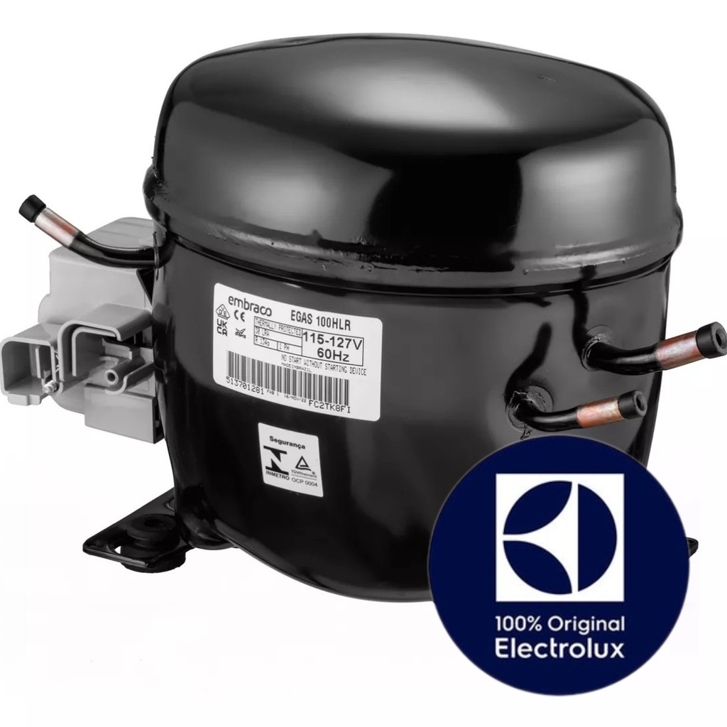 COMPRESSOR 1/3 R134 EGAS100HLR PARA GELADEIRA ELECTROLUX ORIGINAL DF80X-DF80-DT80X-H500C-H400C ( 110V )