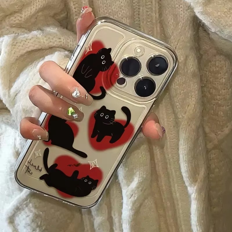 Capa De Telefone Para Samsung A16 A26 A36 A56 A15 A05 A35 A55 A14 A06 A34 A54 A13 A23 A32 Adorável Amor-Coração Preto Ga