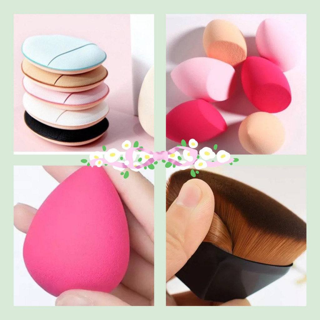 1 Pincel Hexágono Para Base+2 Esponjinhas mini para Pó +1 Esponja Para Maquiagem+1 Esponja Para Maquiagem - Beauty