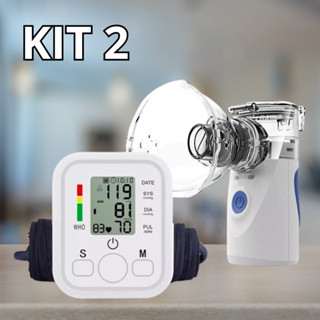 2 KIT Aparelho Medidor De Pressão Arterial De Braço E Nebulizador Inalador Ultrassônico Portátil Usb Bivolt Ou Pilha em Oferta na Shopee