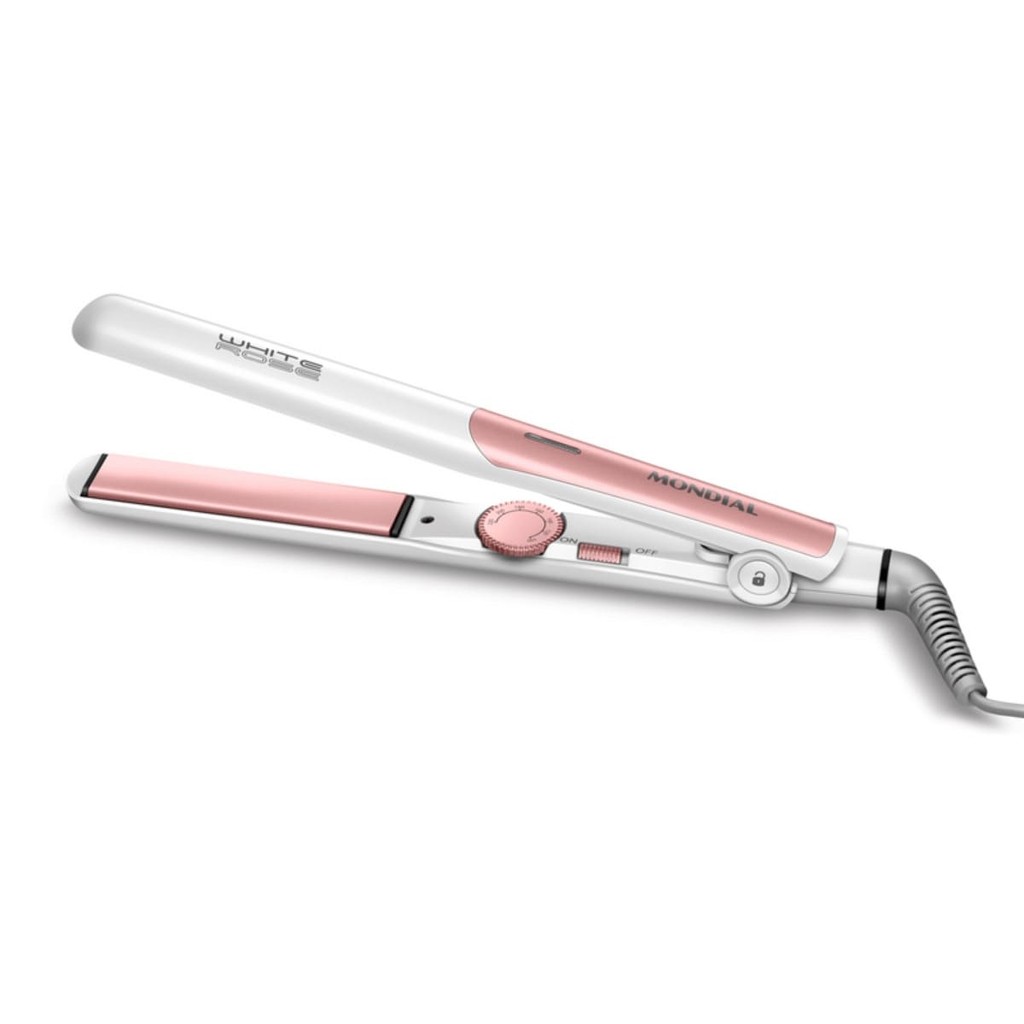 Prancha Mondial P50 220°C Emissão de Íons e Cabo Giratório Branco Rose Gold Bivolt em Oferta na Shopee