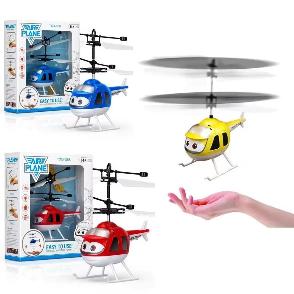 Helicóptero figura Com Luz e Sensor de Mão USB Recarregável robo voador