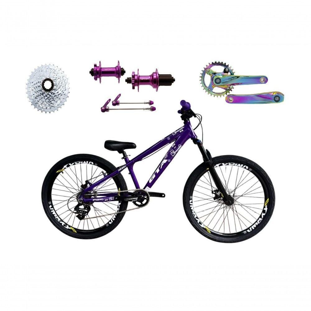 Bicicleta 26 Gta Rebel Freeride Cor Roxo Single 8v Cubo Barulhento Pedivela Camaleão Frei…