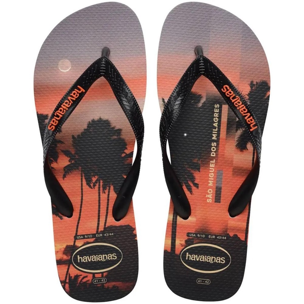 Chinelo Havaianas Top Surfer Masculino - Preto e Laranja em Oferta na Shopee