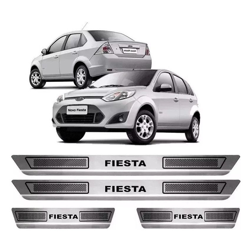 Jogo Soleira Porta Aço Inox Ford Fiesta 2003 A 2014