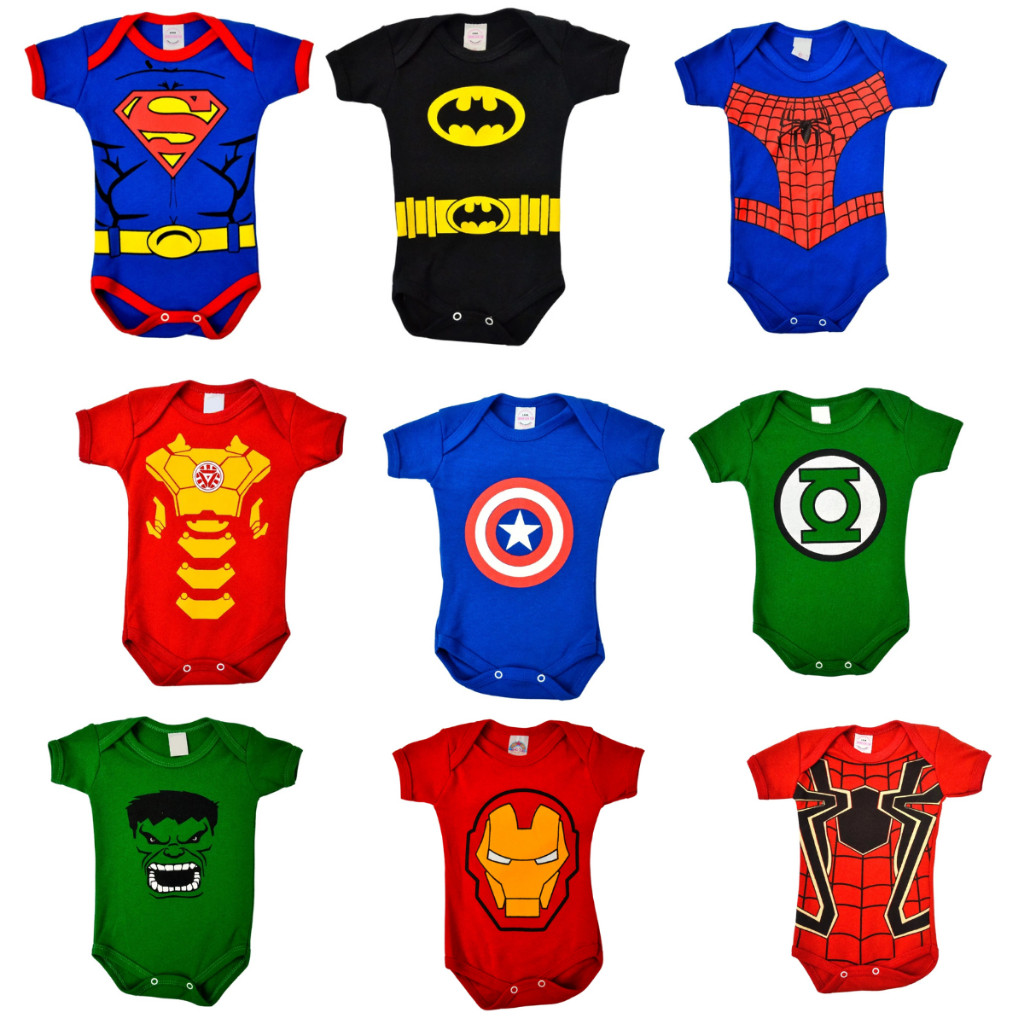 Body de Bebê Herois Bory Temático Personagens e Mêsversário Super Heróis