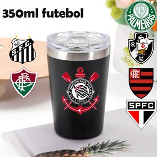 Copo futebol times Aço Inox térmico com tampa Acrílico 350ML em Oferta na Shopee