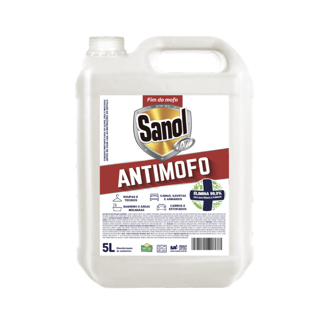 Anti-Mofo Desodorizador de Ambientes Bactérias e Fungos Sanol A7 5L em Oferta na Shopee