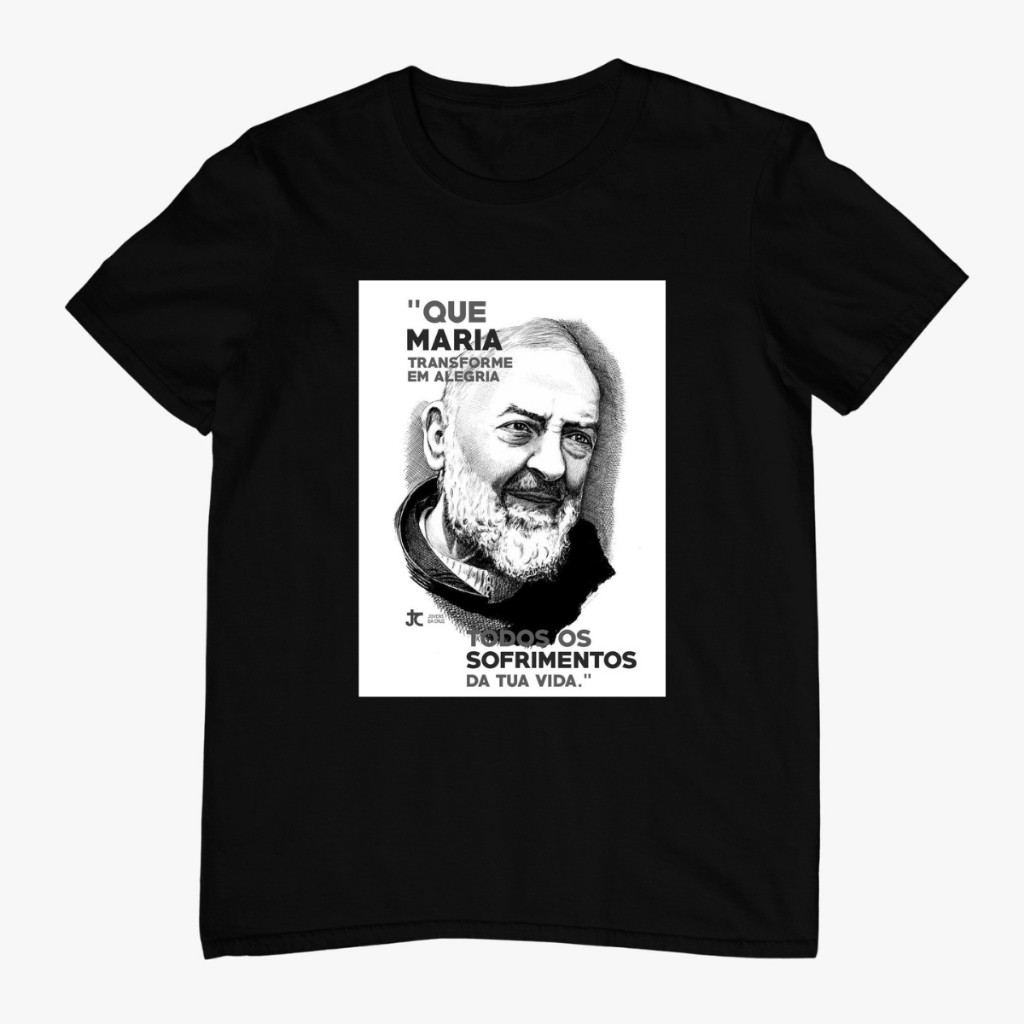 Camiseta Masculina Religiosa Padre Pio Camisa 100% Algodão