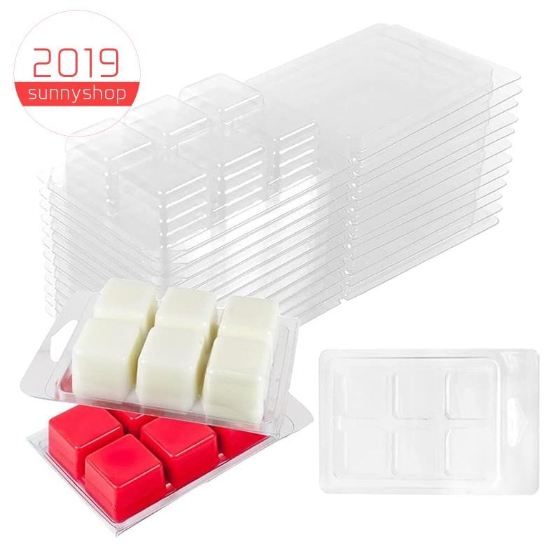 30 Pçs Recipiente De Derretimento De Cera Clamshell Caixa De Molde De Embalagem 6 Cavidade Bandeja De Cubo De Plástico T