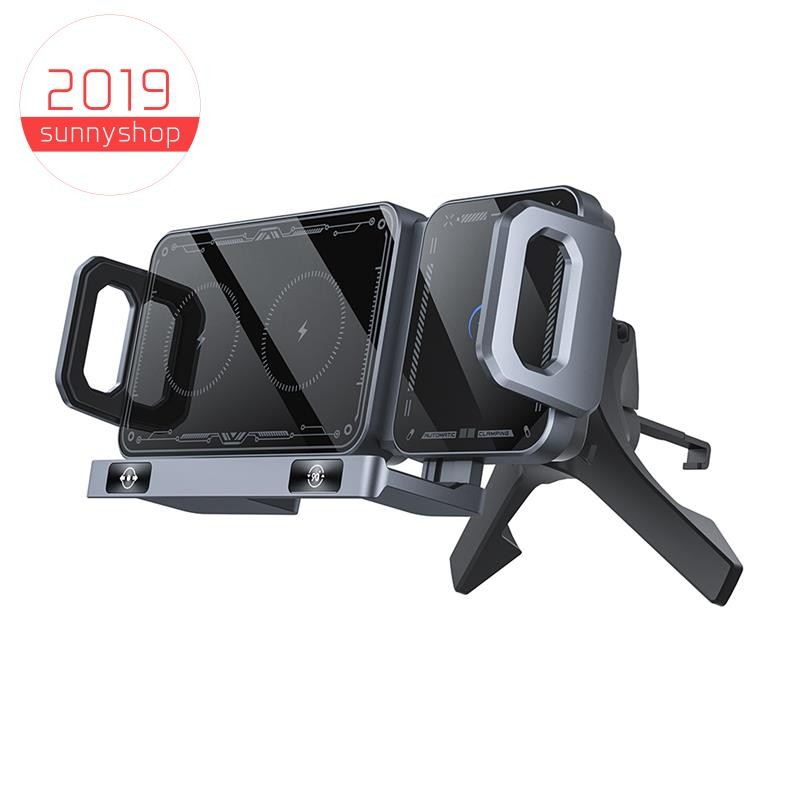 Carregador Sem Fio Para Carro , 15W , Bobina Dupla , Ventilação De Suporte De Telefone , Rotação De Um Toque Montagem Te