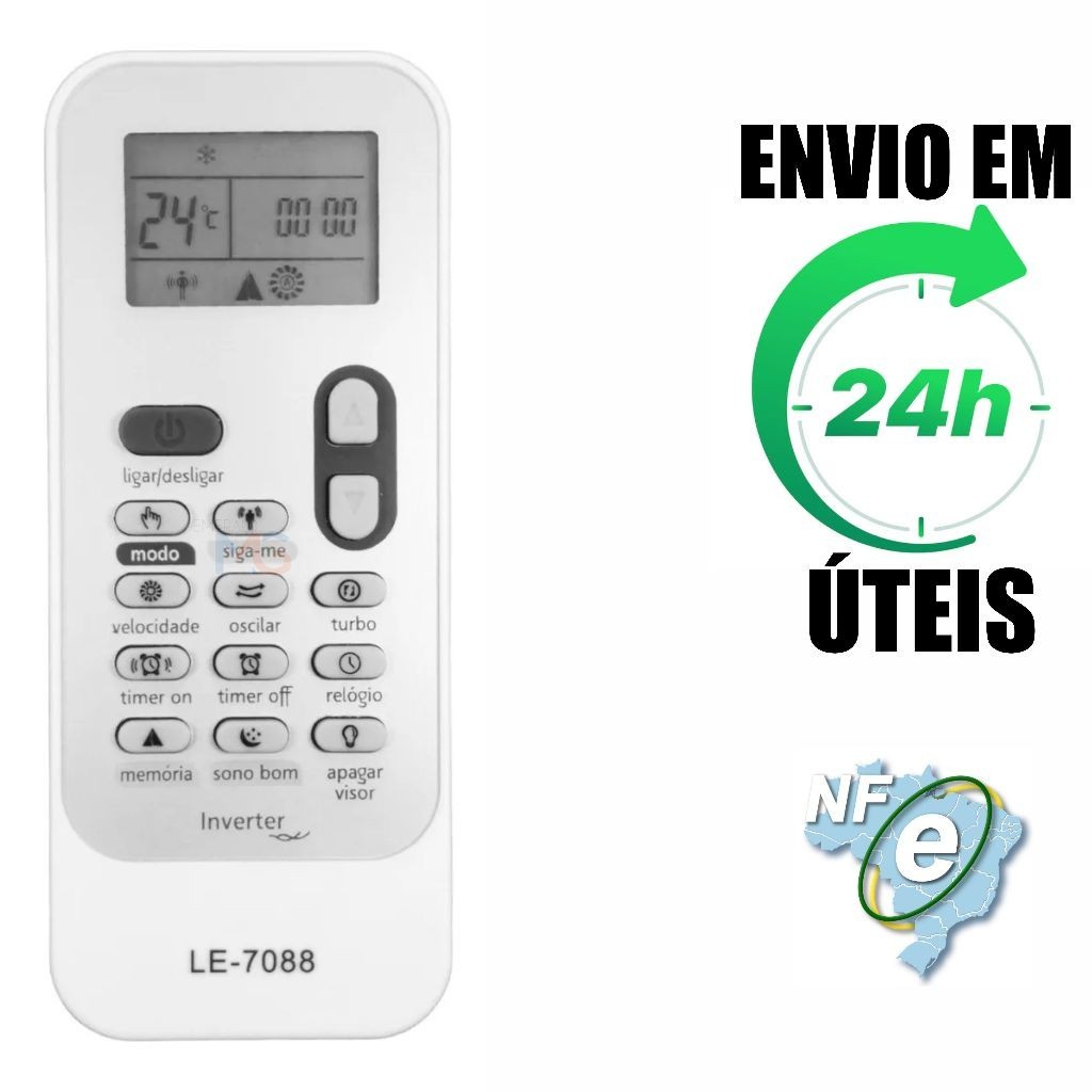 Controle Remoto Inverter Ar Condicionado Compatível com Consul Bem Estar LE-7088