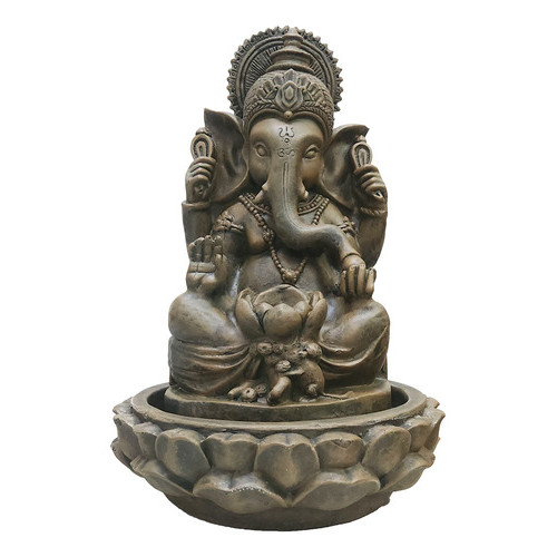Fonte Ganesha Mini P/ Mesa Em Cimento A:40cm X L:27cm