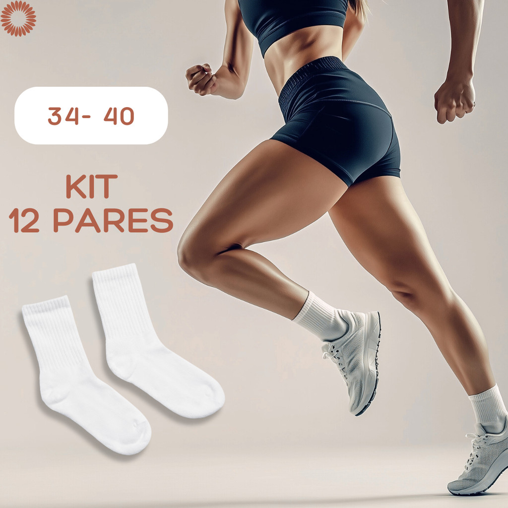 Kit Até 12 Pares Meia Academia Fitness Feminina Respirável